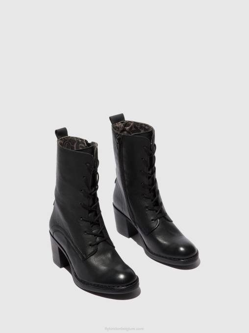 Verona zwart Fly London vrouwen enkellaarzen met veters blya070 V2B0208