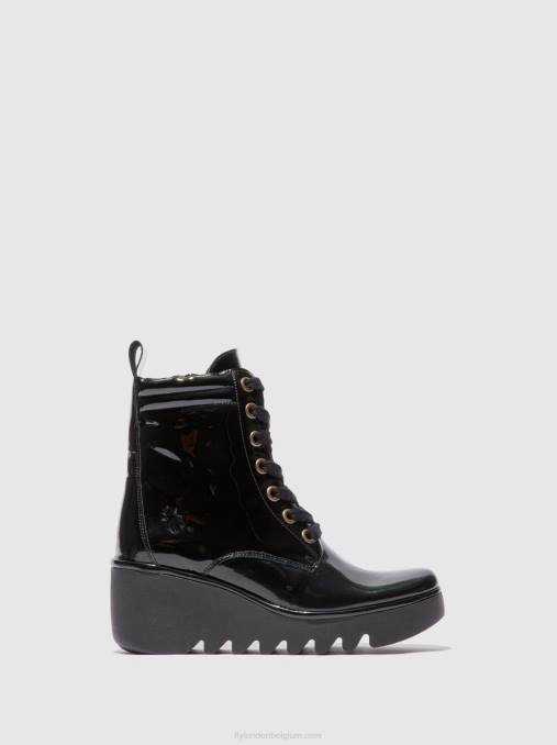 atlantisch zwart Fly London vrouwen enkellaarzen met veters biaz329 V2B0210
