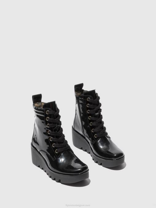 atlantisch zwart Fly London vrouwen enkellaarzen met veters biaz329 V2B0210