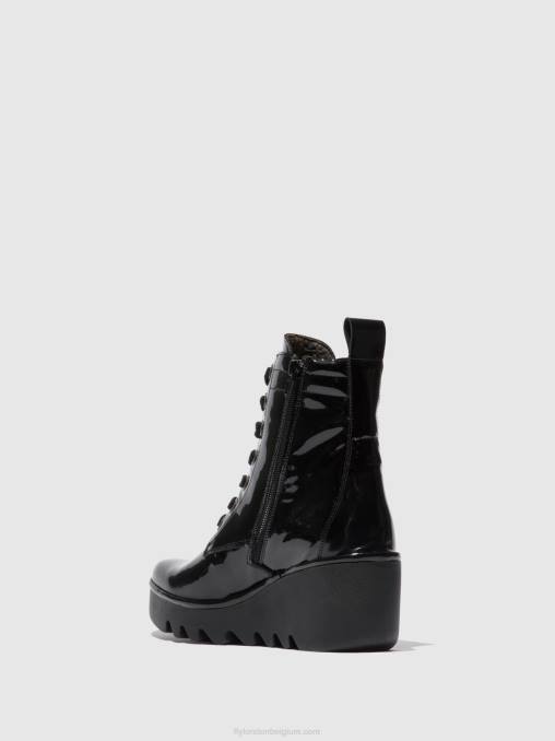 atlantisch zwart Fly London vrouwen enkellaarzen met veters biaz329 V2B0210