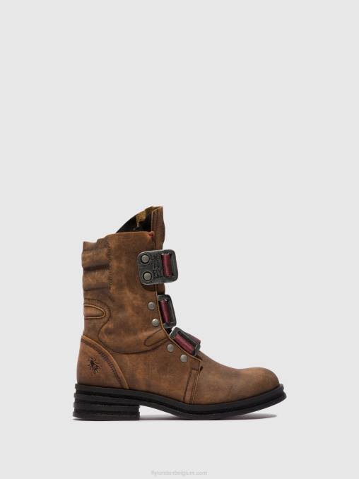 bruin Fly London vrouwen enkellaarzen met gesp kiff682 V2B0157