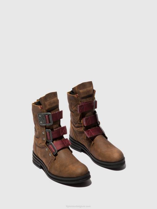 bruin Fly London vrouwen enkellaarzen met gesp kiff682 V2B0157