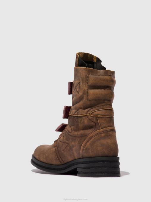 bruin Fly London vrouwen enkellaarzen met gesp kiff682 V2B0157