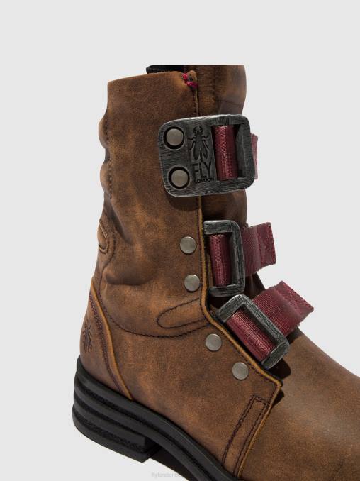 bruin Fly London vrouwen enkellaarzen met gesp kiff682 V2B0157