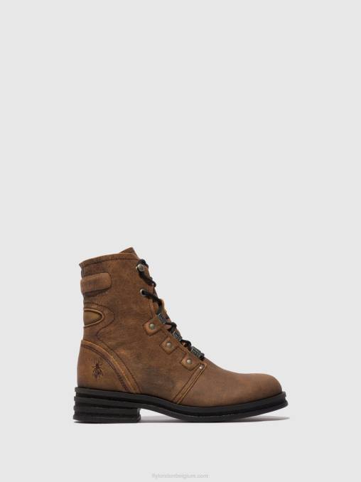 bruin Fly London vrouwen enkellaarzen met veters knot792 V2B098