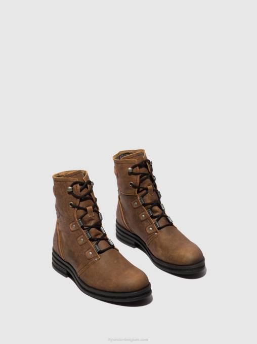 bruin Fly London vrouwen enkellaarzen met veters knot792 V2B098