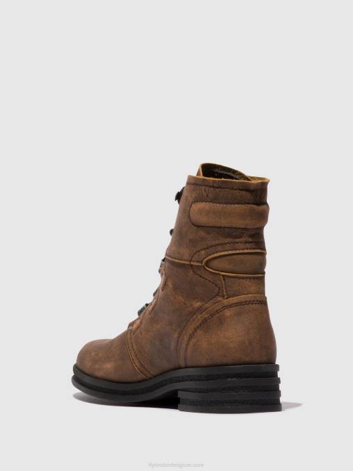 bruin Fly London vrouwen enkellaarzen met veters knot792 V2B098