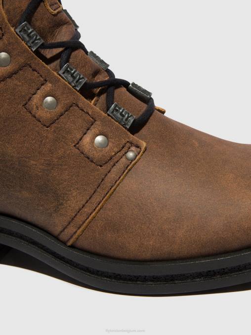 bruin Fly London vrouwen enkellaarzen met veters knot792 V2B098