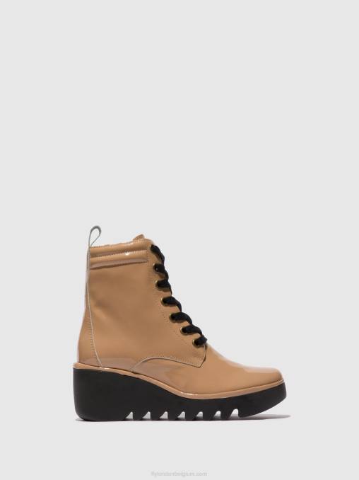 cappuccino Fly London vrouwen enkellaarzen met veters biaz329 V2B0109