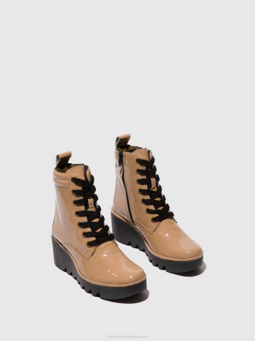 cappuccino Fly London vrouwen enkellaarzen met veters biaz329 V2B0109