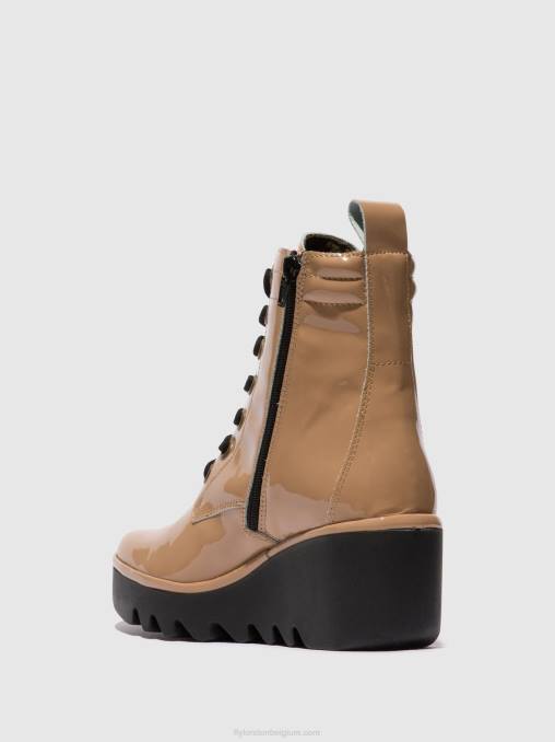 cappuccino Fly London vrouwen enkellaarzen met veters biaz329 V2B0109