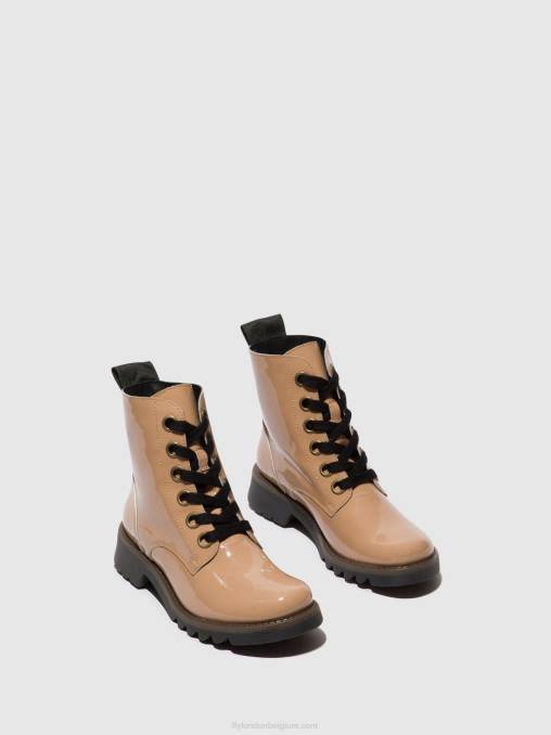 capuccino (zwarte zool) Fly London vrouwen enkellaarzen met veters ragi539 V2B095