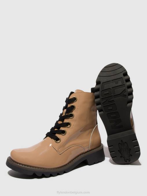 capuccino (zwarte zool) Fly London vrouwen enkellaarzen met veters ragi539 V2B095