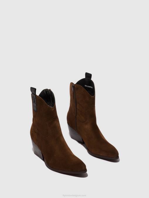 chocolade Fly London vrouwen enkellaarzen met ritssluiting tabb905 V2B033