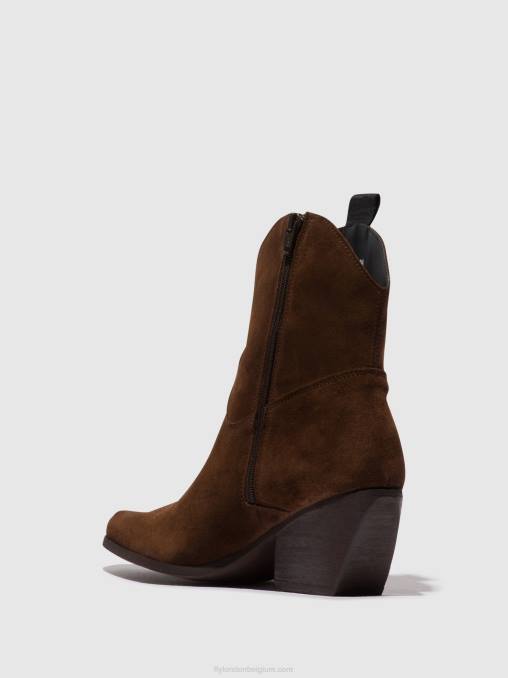chocolade Fly London vrouwen enkellaarzen met ritssluiting tabb905 V2B033