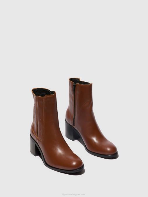 cognac Fly London vrouwen enkellaarzen met rits amel913 V2B071