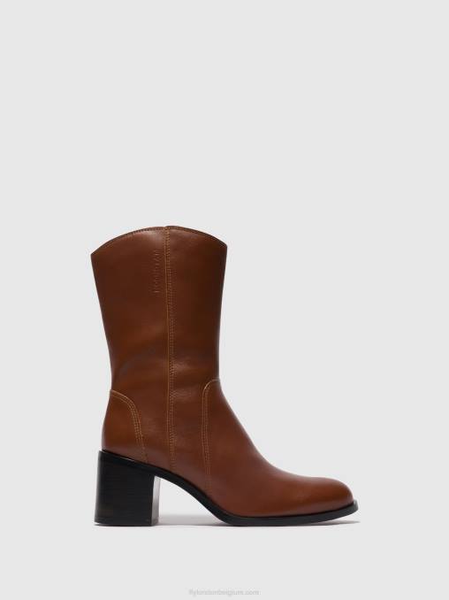 cognac Fly London vrouwen enkellaarzen met rits asta914 V2B074