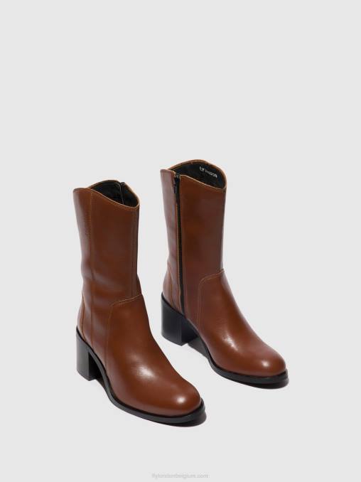 cognac Fly London vrouwen enkellaarzen met rits asta914 V2B074