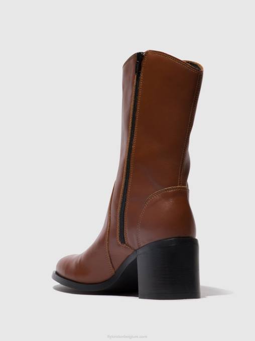 cognac Fly London vrouwen enkellaarzen met rits asta914 V2B074
