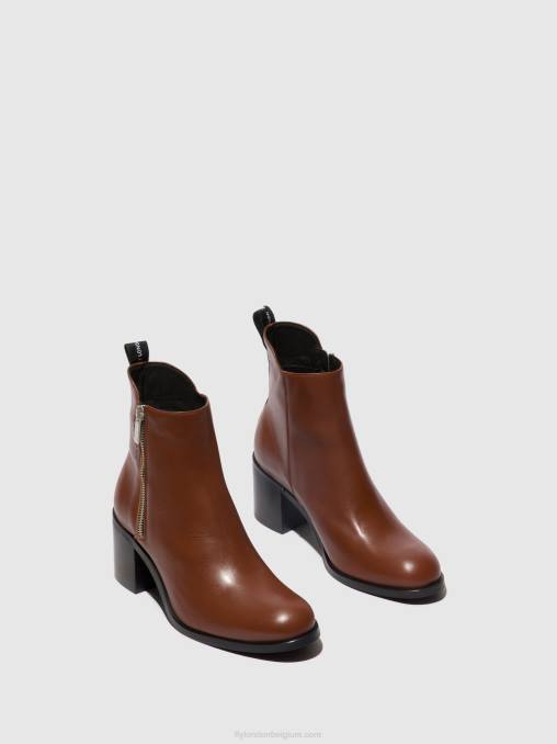 cognac Fly London vrouwen enkellaarzen met ritssluiting ader912 V2B079