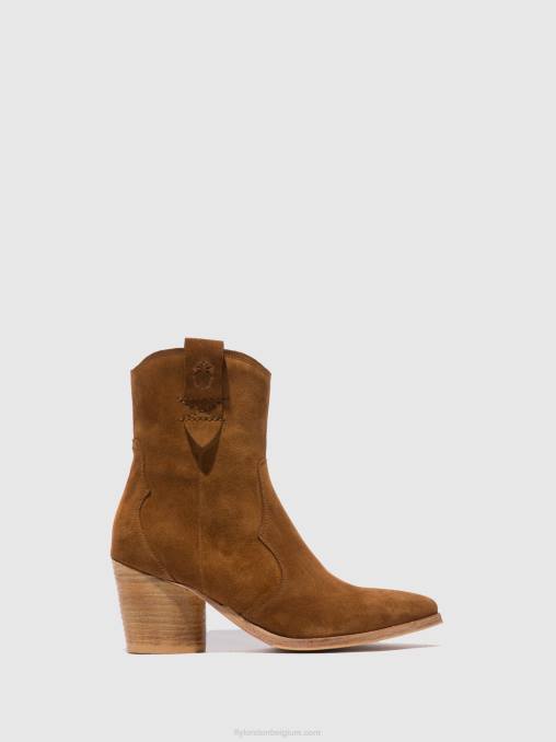 cognac suède Fly London vrouwen enkellaarzen met rits alba825 V2B0187