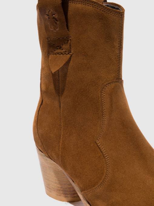 cognac suède Fly London vrouwen enkellaarzen met rits alba825 V2B0187