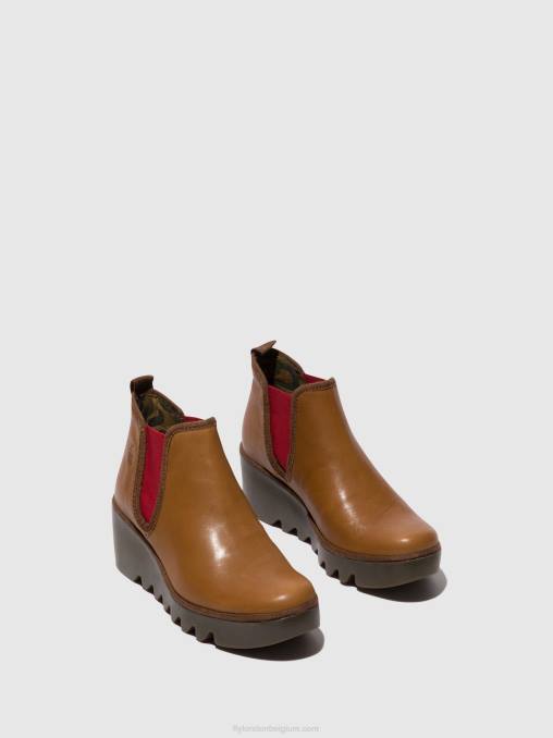 cuoio (rood elastiek) Fly London vrouwen chelsea enkellaarzen byne349 V2B0152
