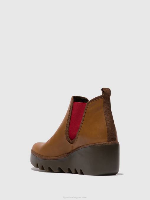 cuoio (rood elastiek) Fly London vrouwen chelsea enkellaarzen byne349 V2B0152