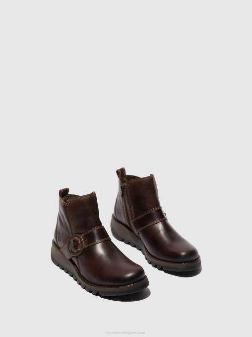 dk. bruin Fly London vrouwen enkellaarzen met gesp sias812 V2B0158