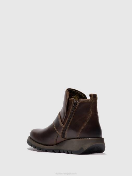 dk. bruin Fly London vrouwen enkellaarzen met gesp sias812 V2B0158