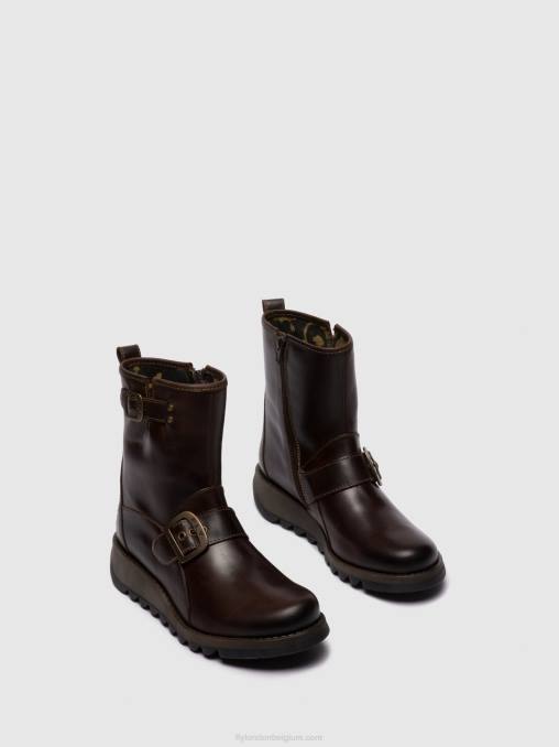 dk.bruin Fly London vrouwen enkellaarzen met gesp sino525 V2B0266