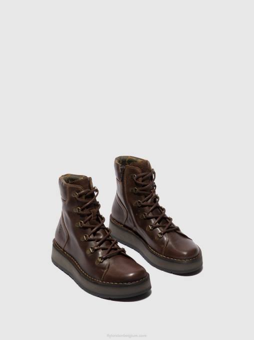 dk. bruin Fly London vrouwen enkellaarzen met veters roxy094 V2B088