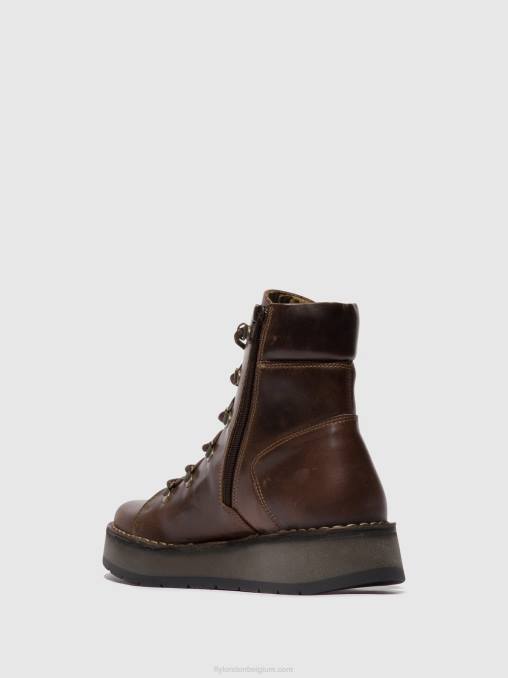 dk. bruin Fly London vrouwen enkellaarzen met veters roxy094 V2B088