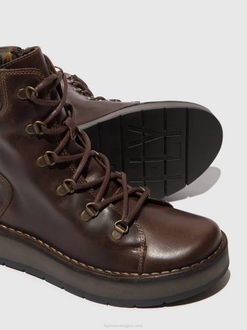 dk. bruin Fly London vrouwen enkellaarzen met veters roxy094 V2B088