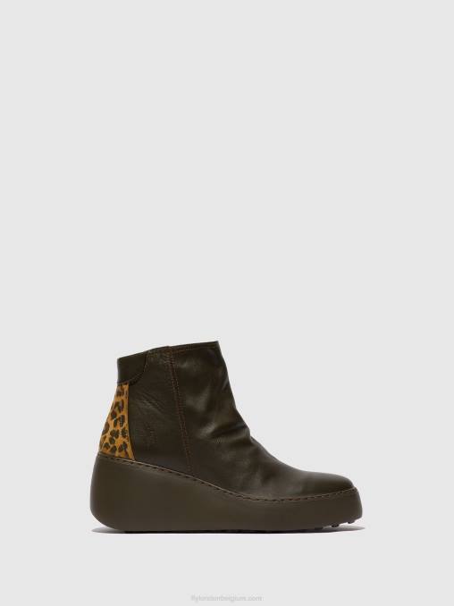 dk.groen/tan Fly London vrouwen enkellaarzen met ritssluiting dabe461 V2B024