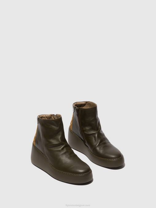 dk.groen/tan Fly London vrouwen enkellaarzen met ritssluiting dabe461 V2B024
