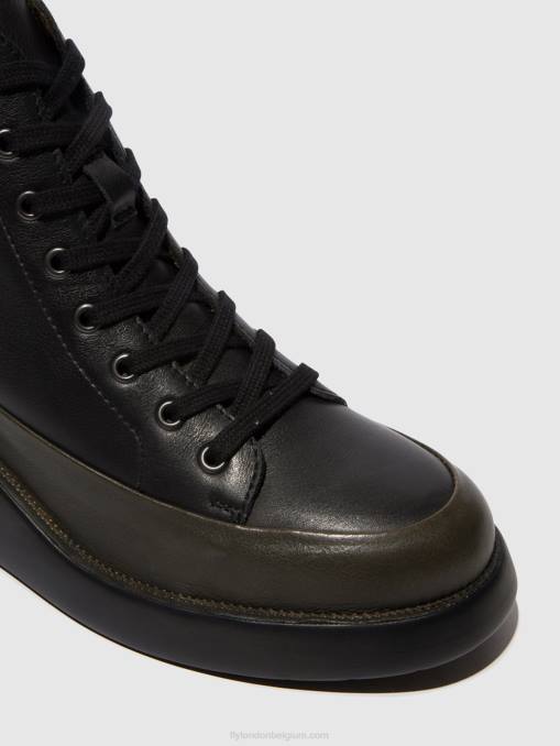 dk.groen/zwart Fly London vrouwen enkellaarzen met veters boze515 V2B0107
