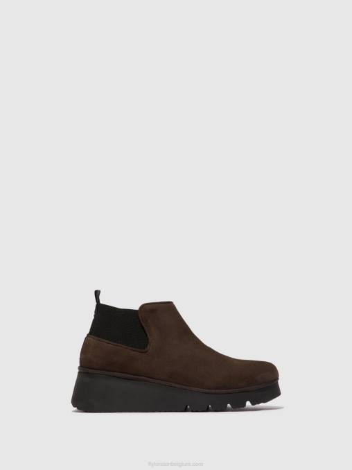 dk. taupe Fly London vrouwen elastische enkellaarzen pada403 V2B0112
