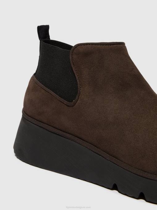 dk. taupe Fly London vrouwen elastische enkellaarzen pada403 V2B0112
