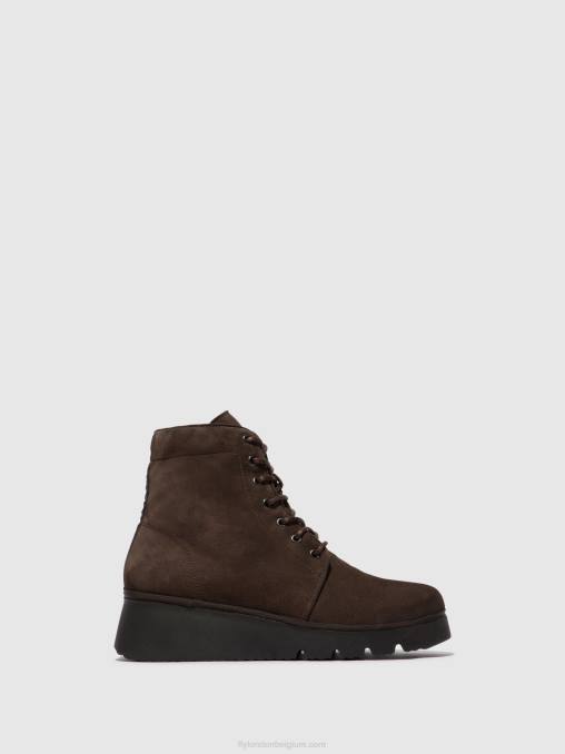 dk. taupe Fly London vrouwen enkellaarzen met veters pall404 V2B094