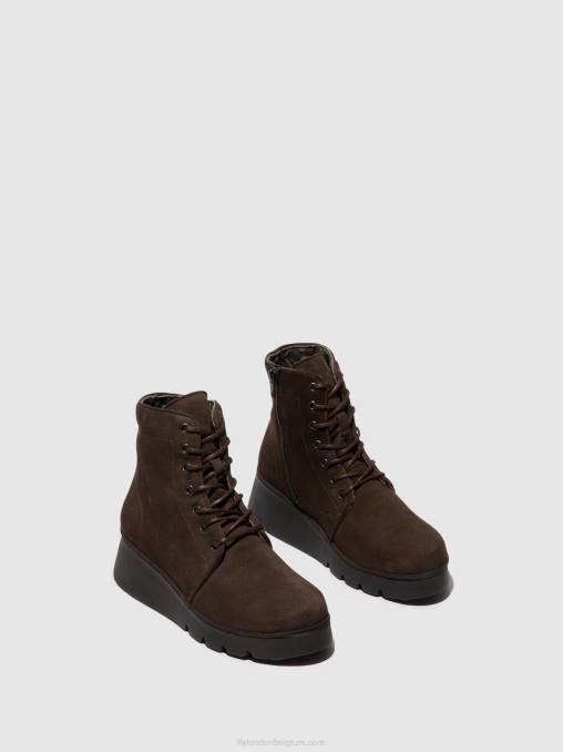 dk. taupe Fly London vrouwen enkellaarzen met veters pall404 V2B094