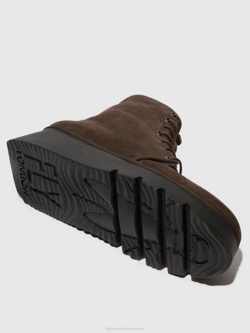dk. taupe Fly London vrouwen enkellaarzen met veters pall404 V2B094