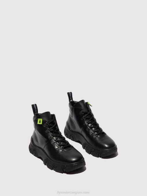 donder zwart Fly London vrouwen enkellaarzen met veters figa887 V2B0166