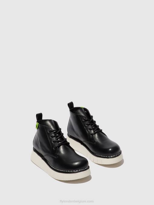 donder zwart Fly London vrouwen enkellaarzen met veters idda244 V2B0167