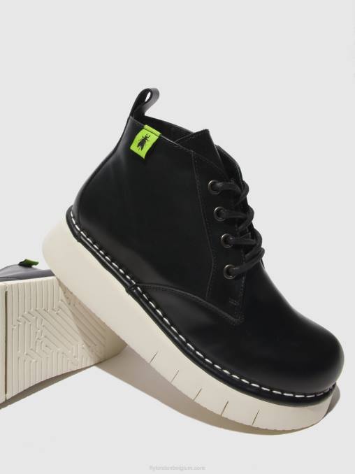 donder zwart Fly London vrouwen enkellaarzen met veters idda244 V2B0167