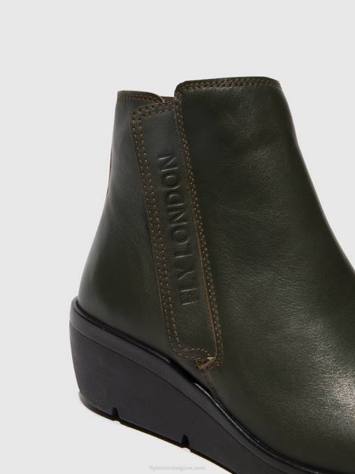 donkergroen Fly London vrouwen enkellaarzen met rits nula550 V2B043