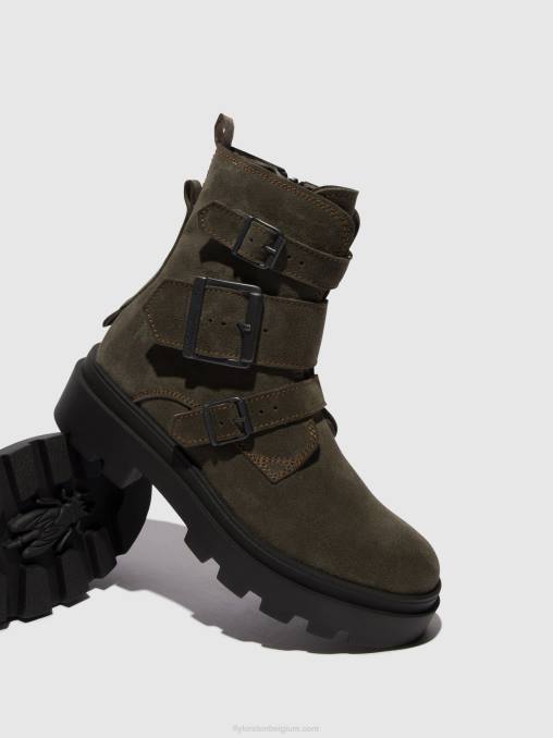 grijs Fly London vrouwen enkellaarzen met gesp jeda817 V2B0156