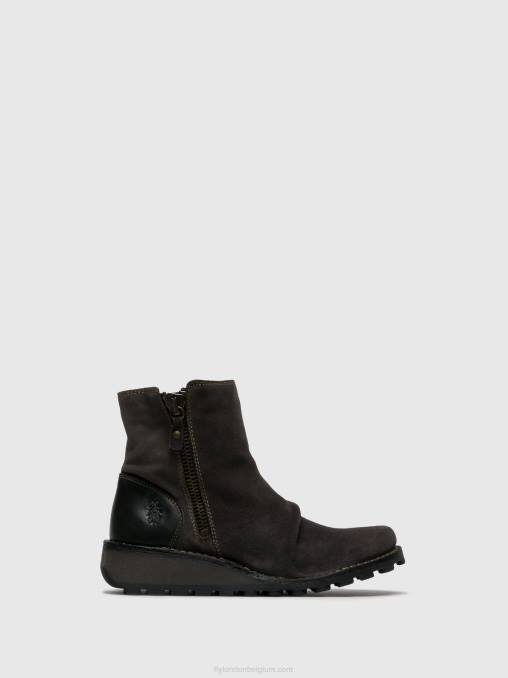grijs Fly London vrouwen enkellaarzen met ritssluiting mon944 diesel V2B0271