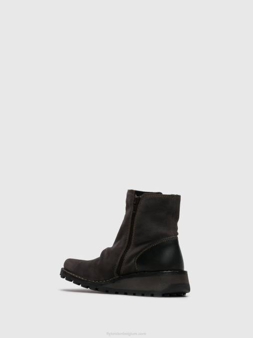 grijs Fly London vrouwen enkellaarzen met ritssluiting mon944 diesel V2B0271