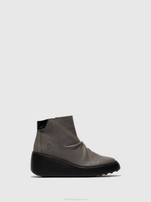 grijs (zwarte zool) Fly London vrouwen enkellaarzen met ritssluiting dabe461 V2B023
